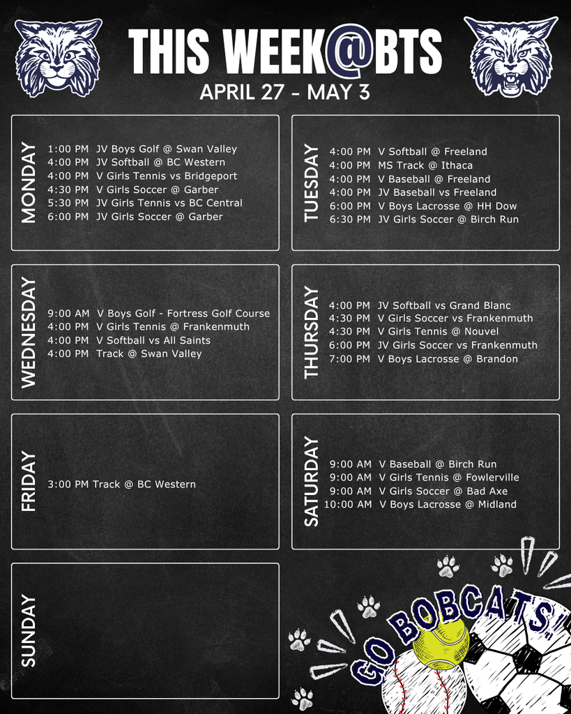 things to do this week at Bangor Township schools with a schedule for the week