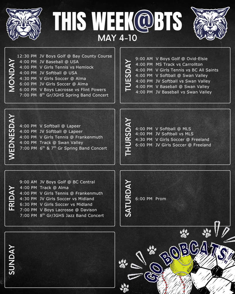 things to do this week at Bangor Township schools with a schedule for the week