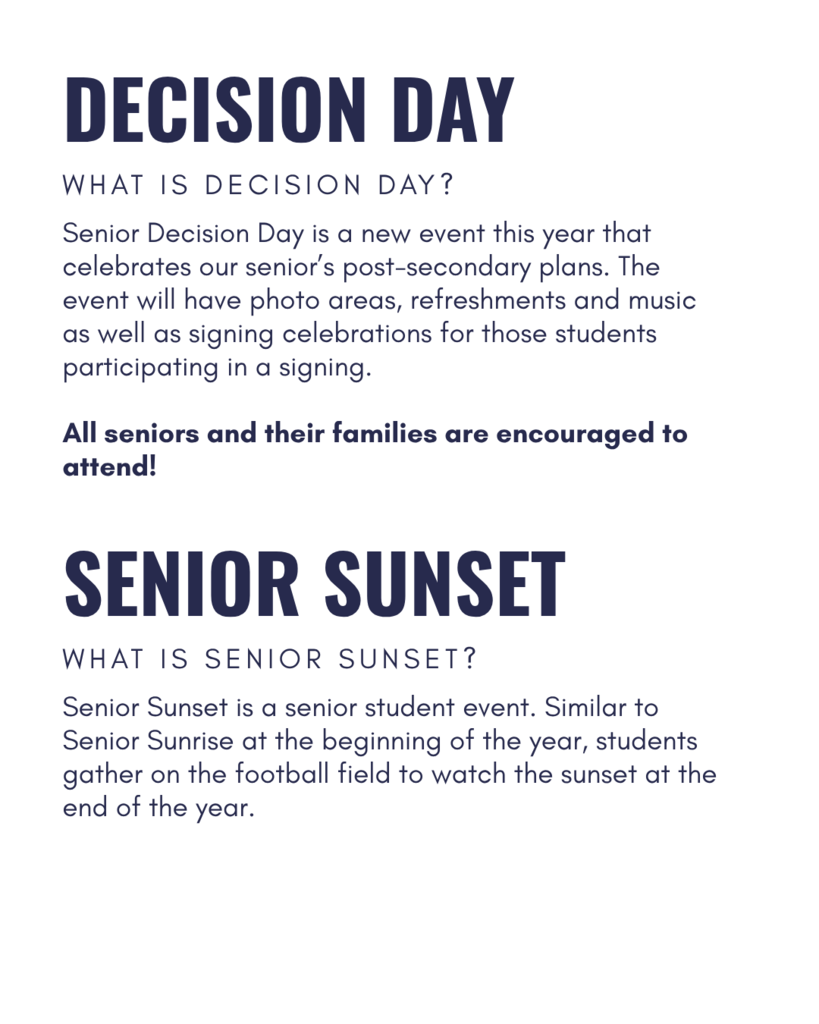 senior event descriptions