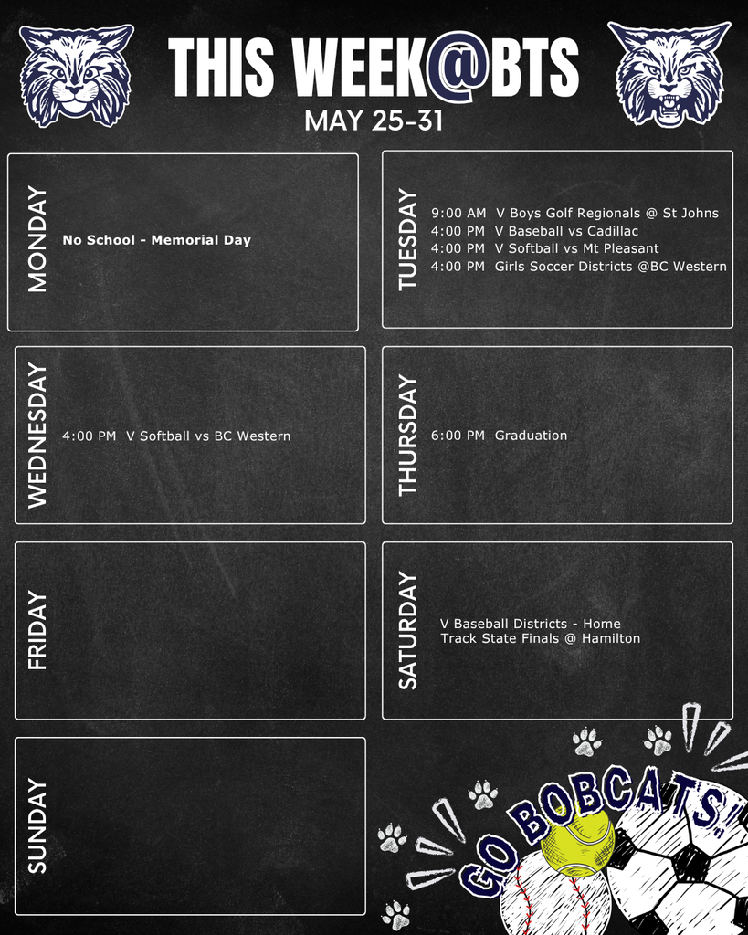 things to do this week at Bangor Township schools with a schedule for the week