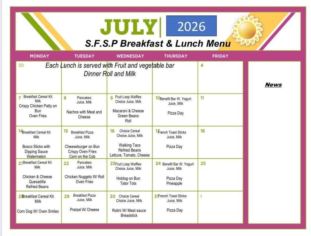 july menu