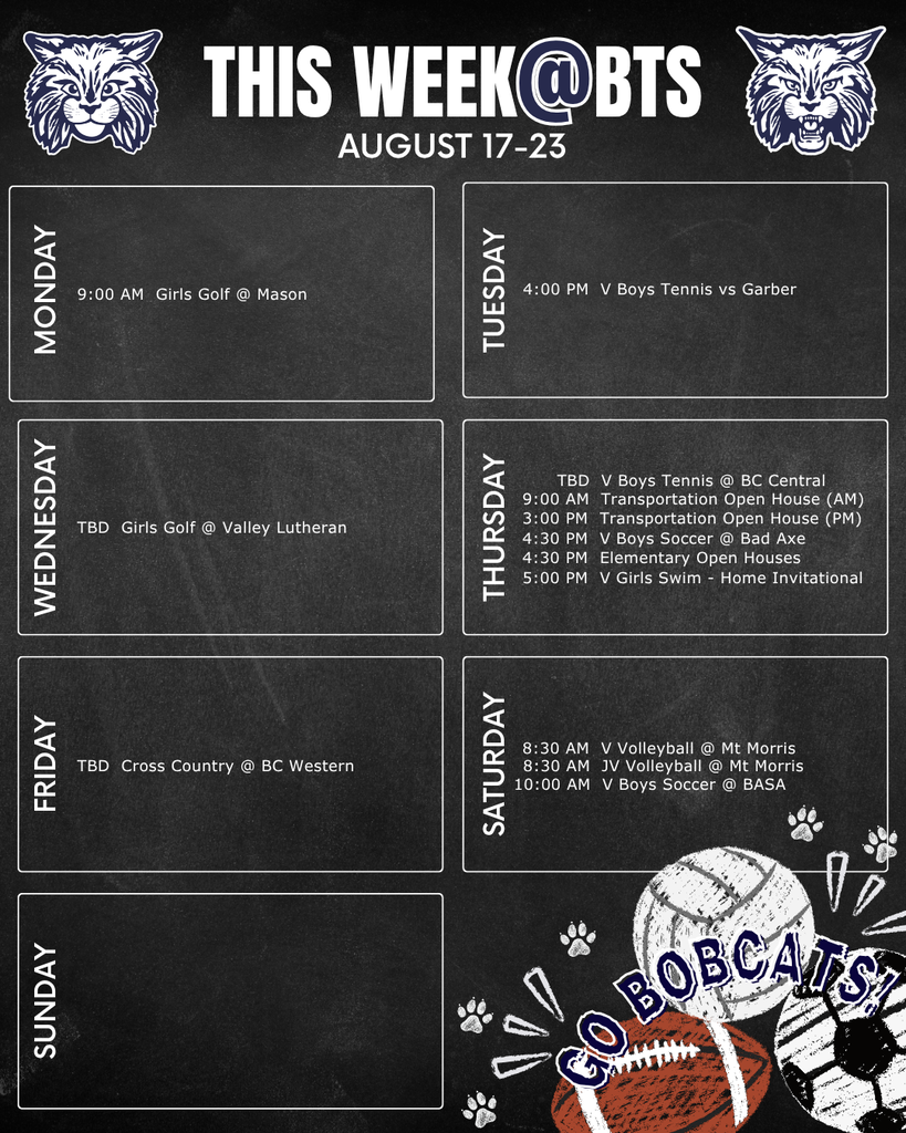 things to do this week at Bangor Township Schools with a calendar of events
