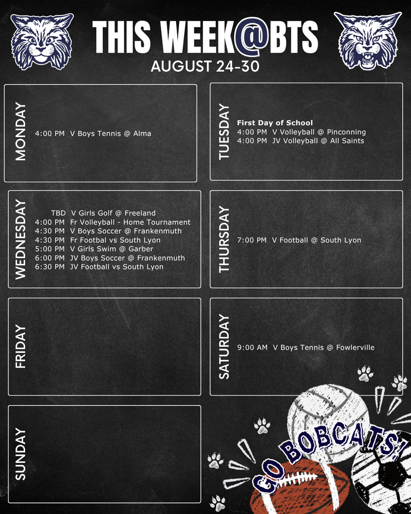 things to do this week at Bangor Township Schools with a schedule