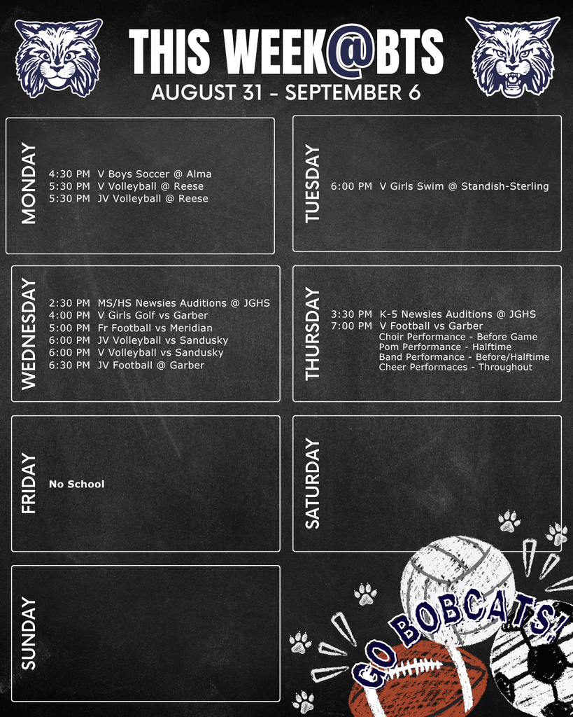 things to do this week at Bangor Township Schools with a schedule