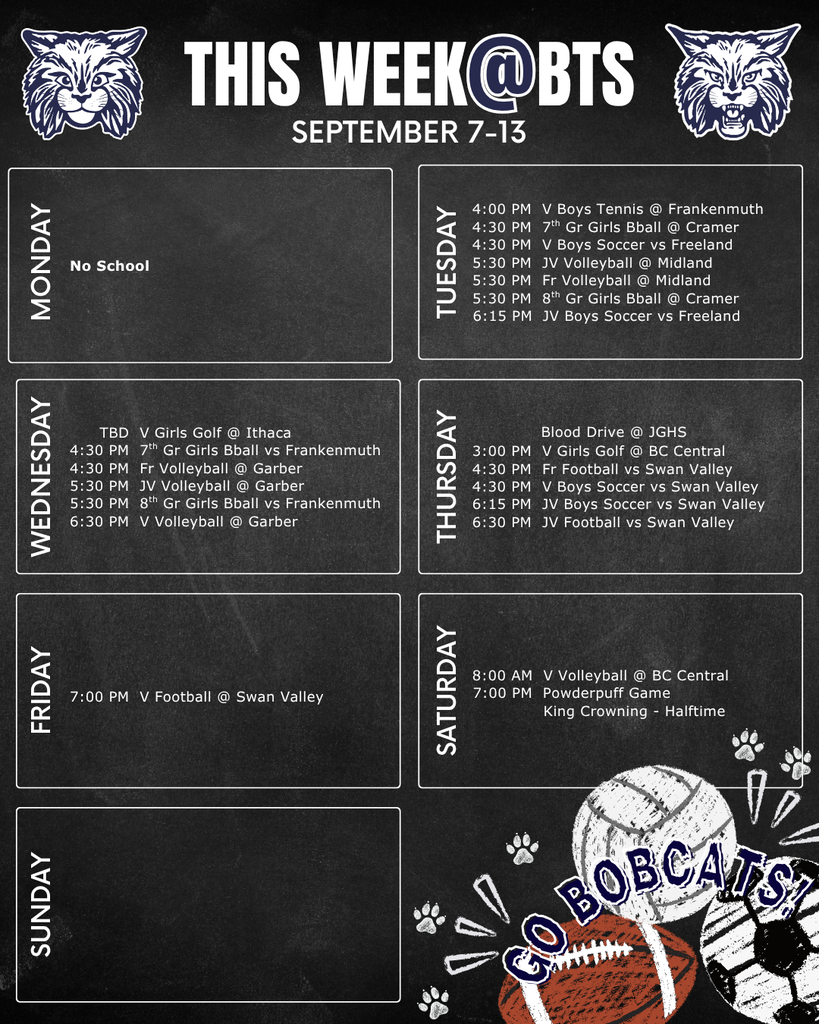 things to do this week at Bangor Township Schools with a schedule