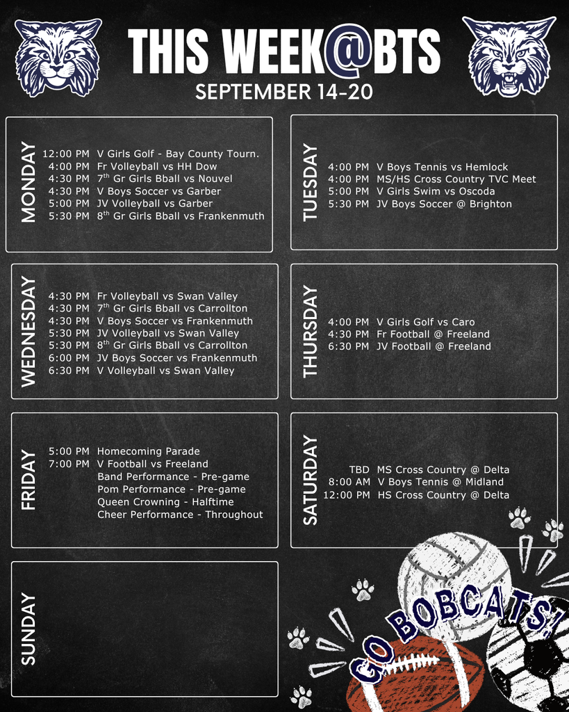 things to do this week at Bangor Township Schools with a schedule