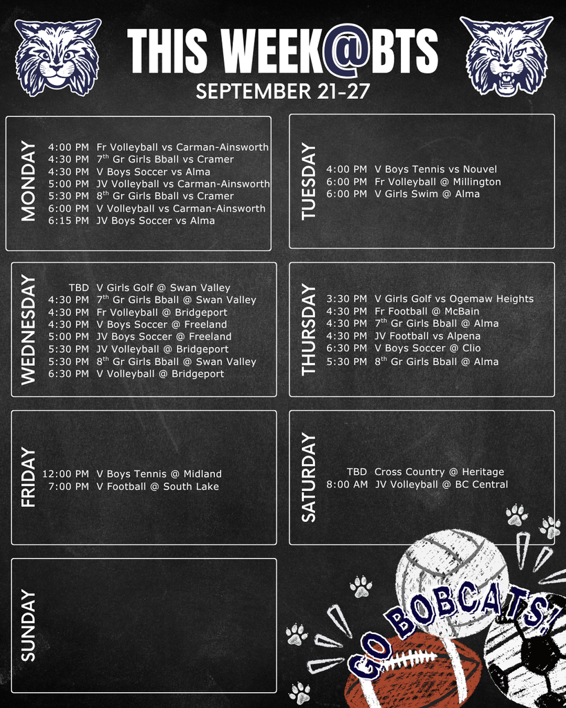 things to do this week at Bangor Township Schools with a schedule