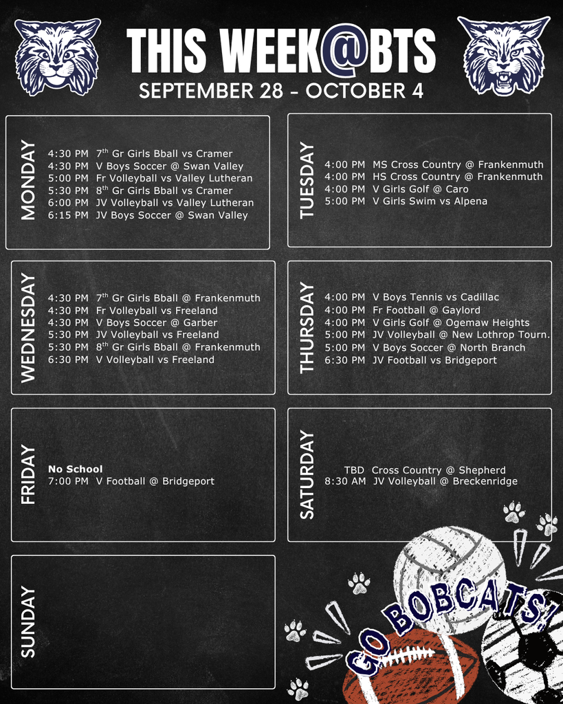things to do this week at Bangor Township Schools with a schedule