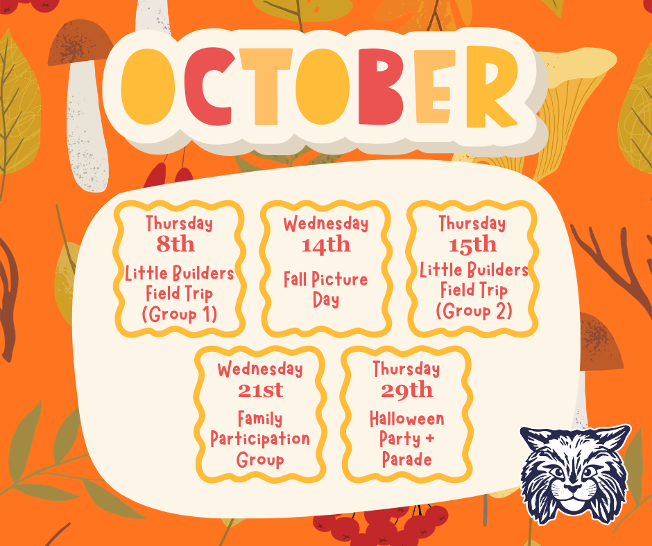 October preschool event calendar