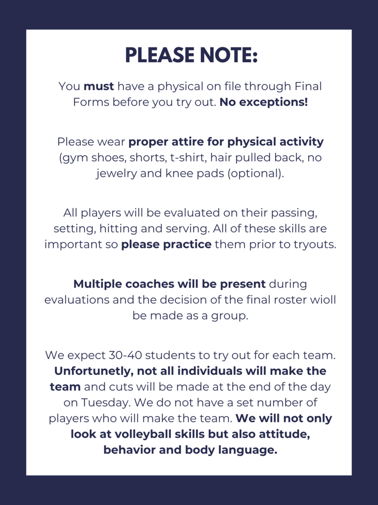 volleyball tryout info