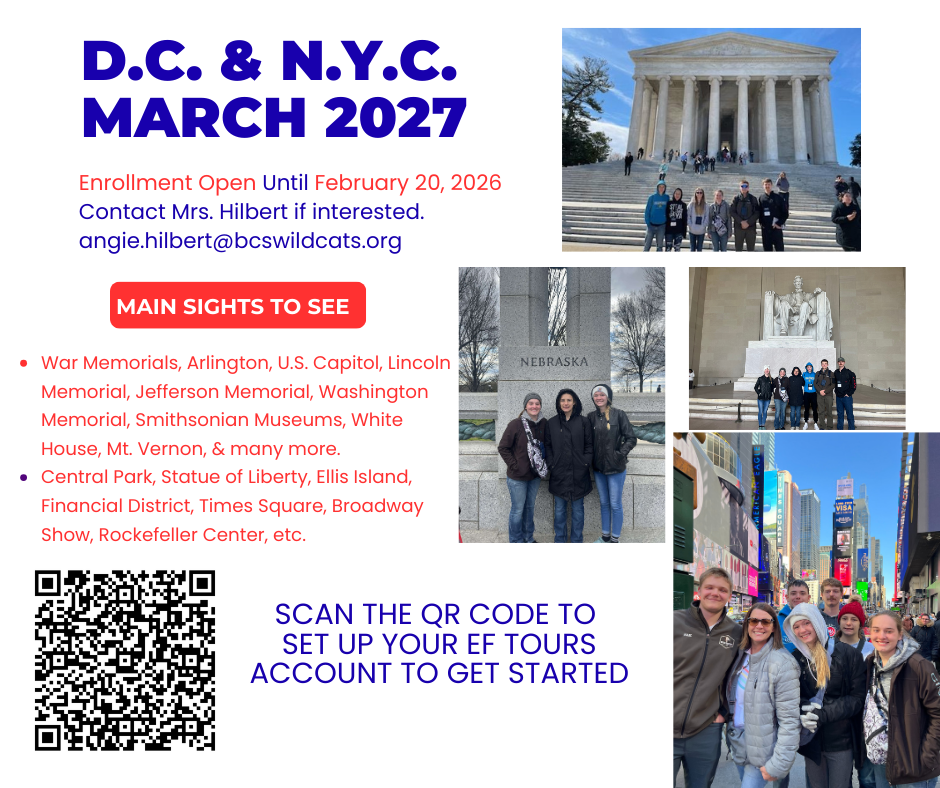 Flyer for students interested in a DC trip