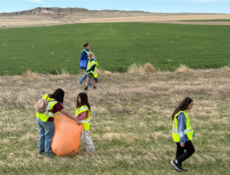 Group of Students picking up trash