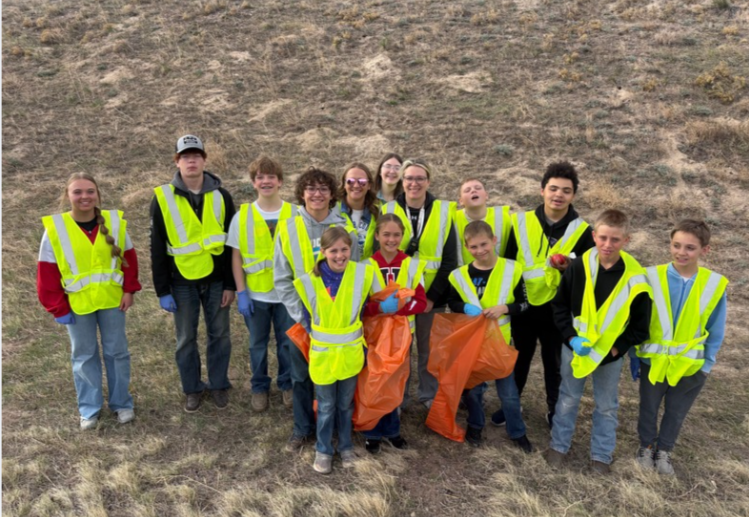 Group of Students picking up trash