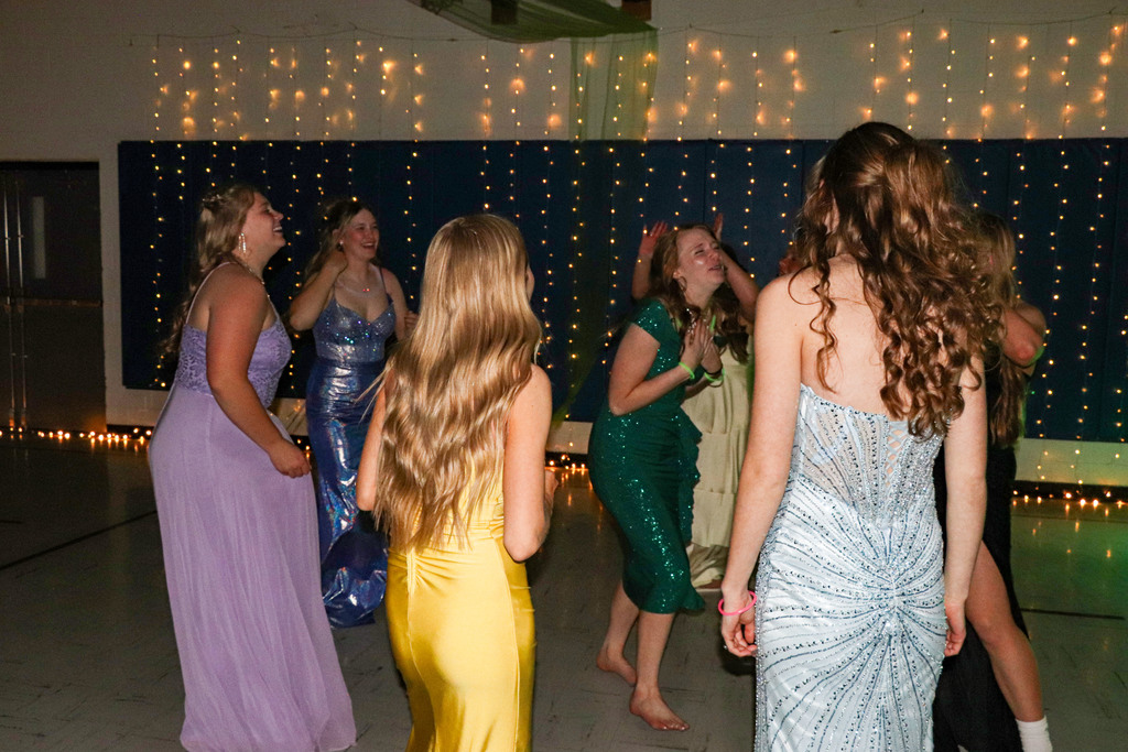 Girls dancing at prom
