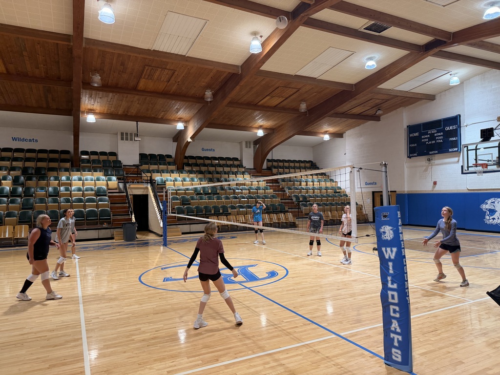 Girls playing volleyball
