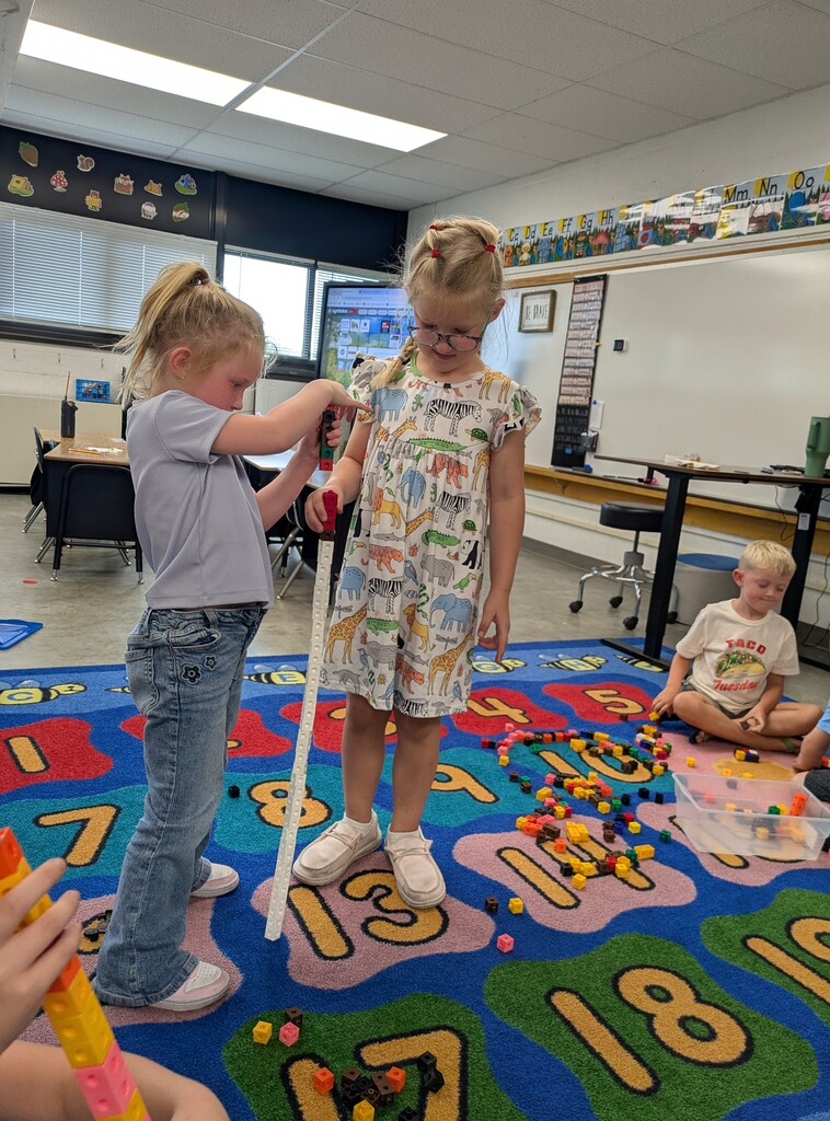 Students playing with blocks