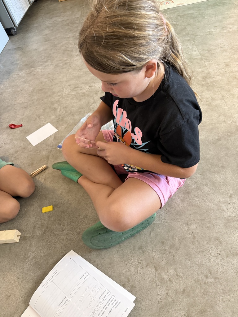 Students looking at blocks