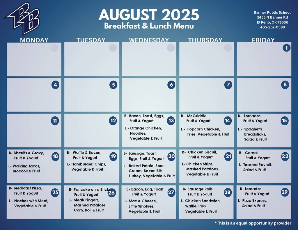 August menu