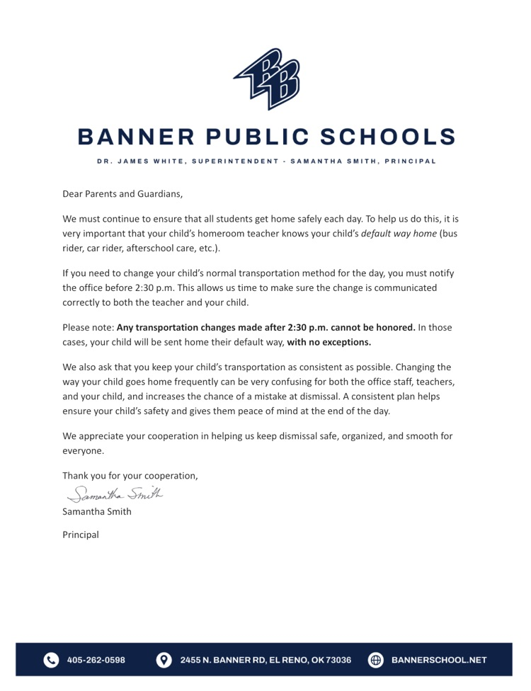 Transportation Letter