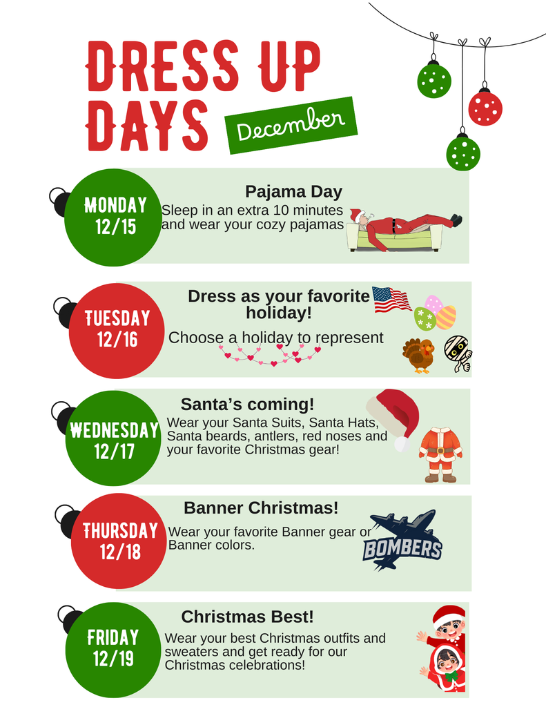 December Dress Up days 15th-19th