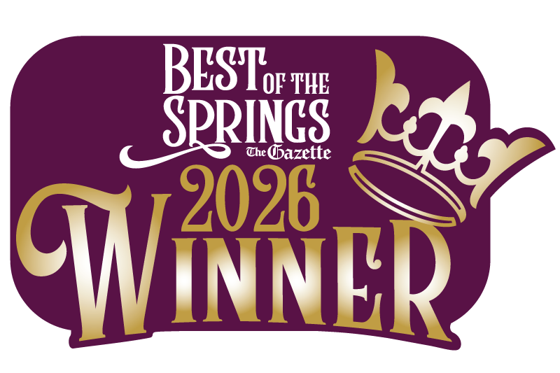 Purple white and gold graphic with crown "Best Of The Springs, The Gazette, 2026 Winner"