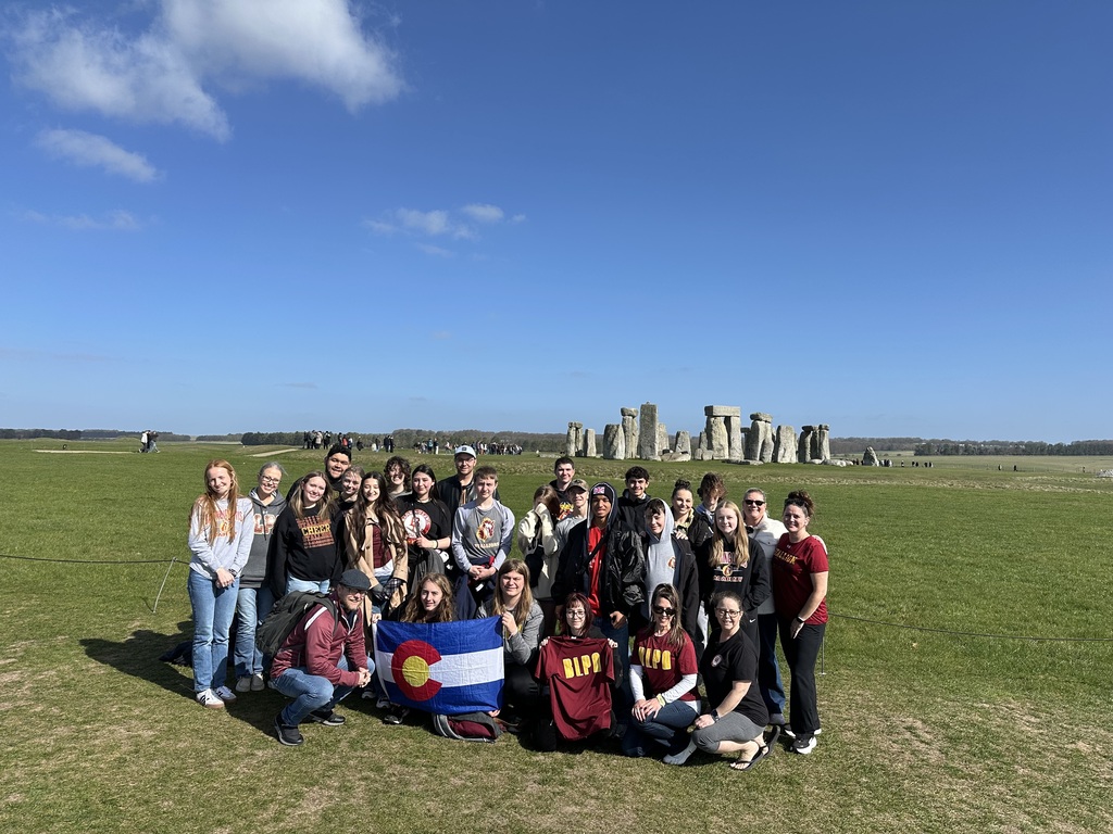 Group of BLPA students and chaperones at stonehenge
