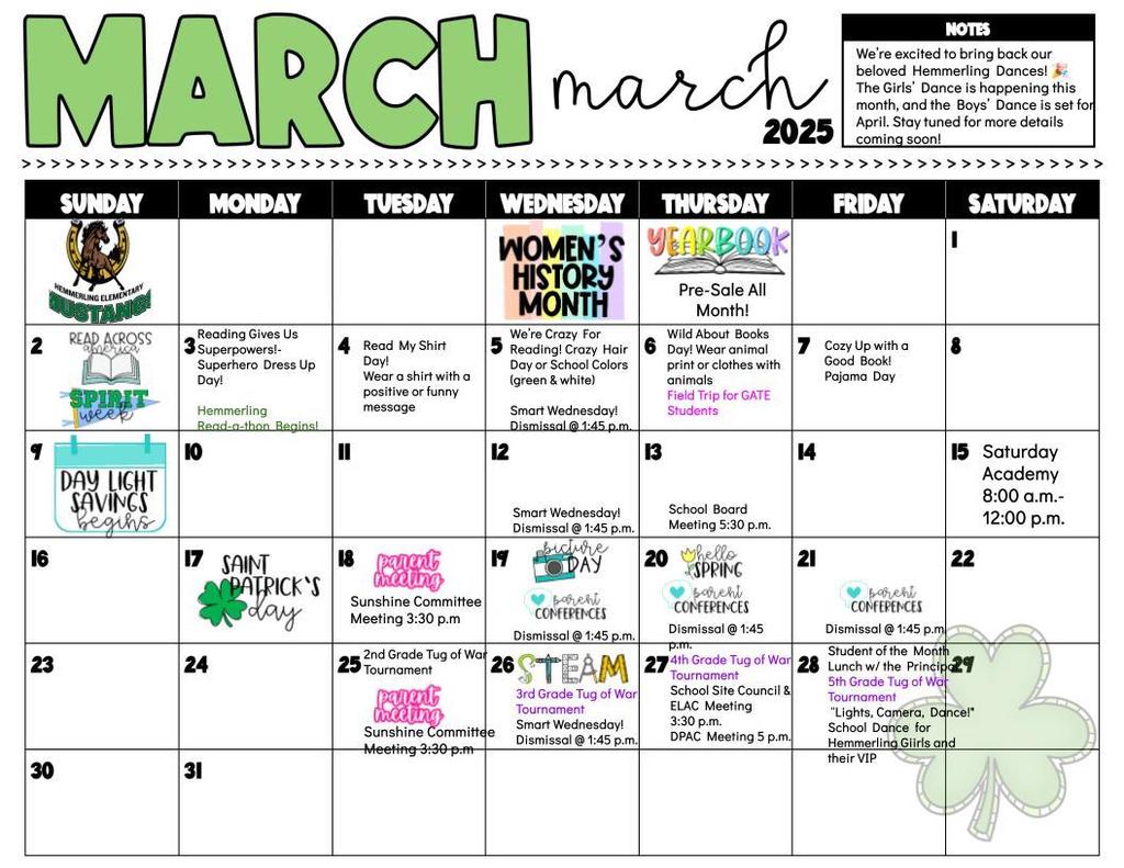 Hemmerling March Calendar