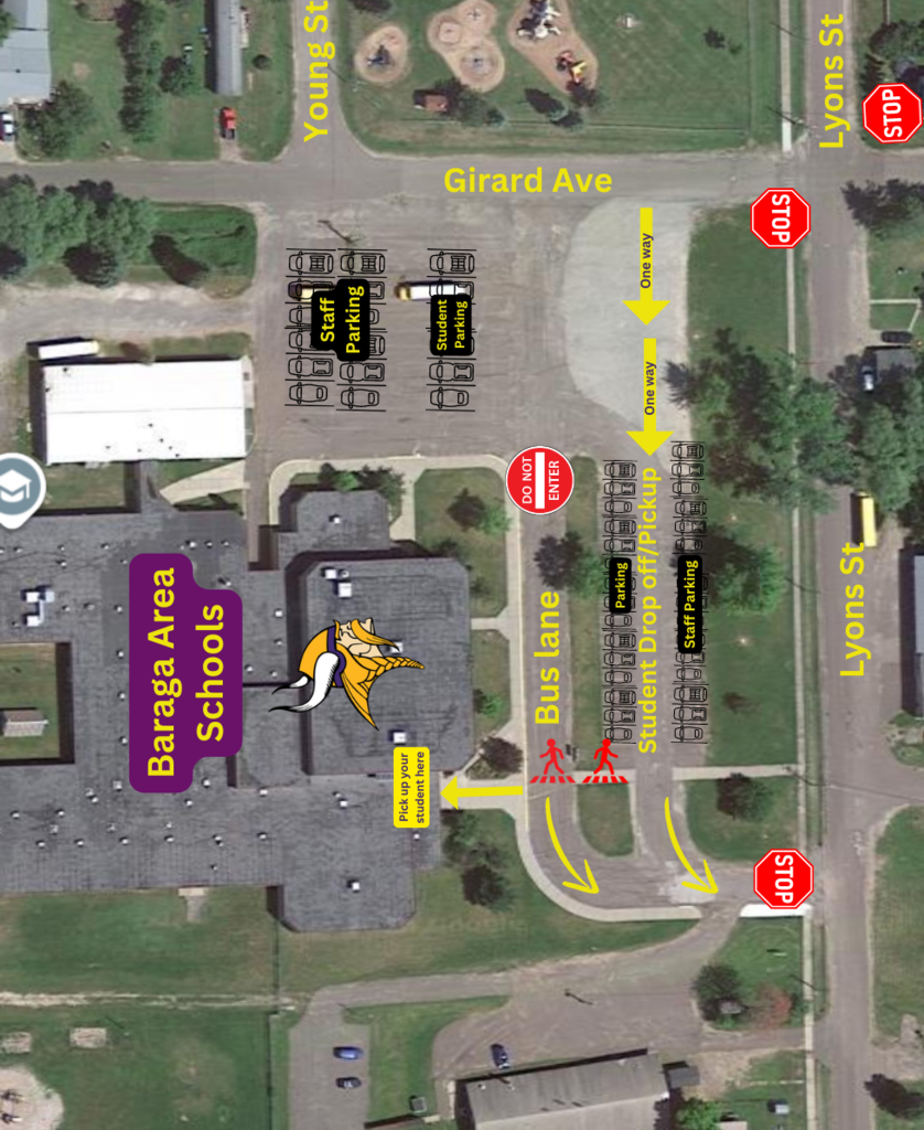 student drop off is through the parking lot, not the bus lane