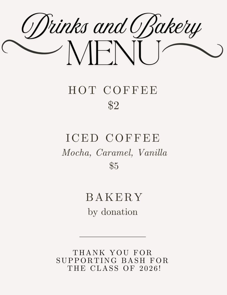 Coffee and bakery menu