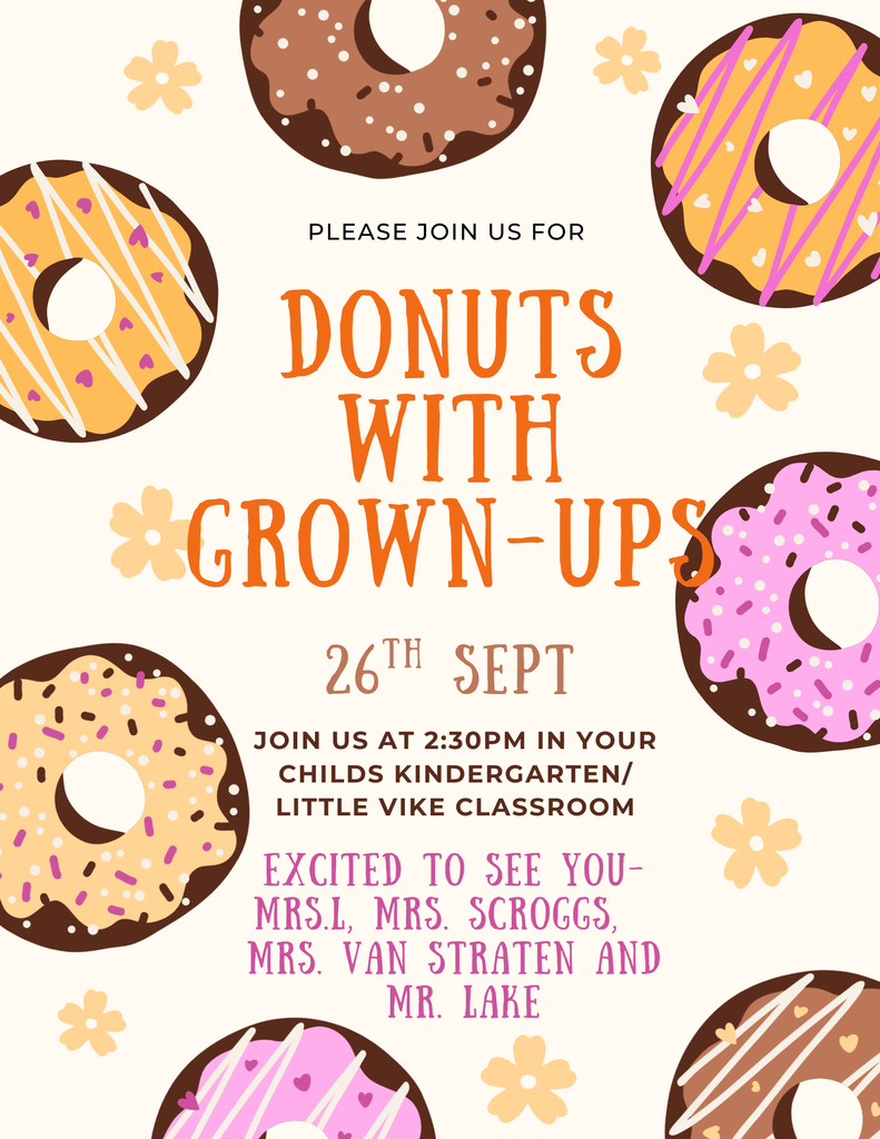 donuts with grownups sept 26th 2:30pm