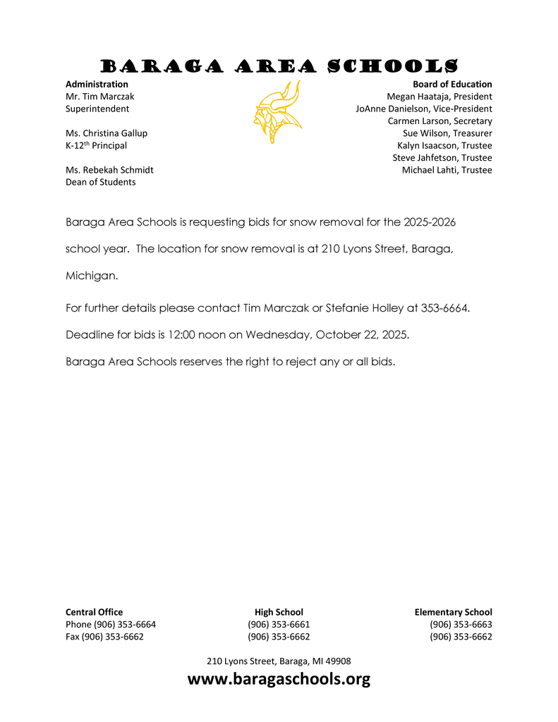 Snow Removal Bid
