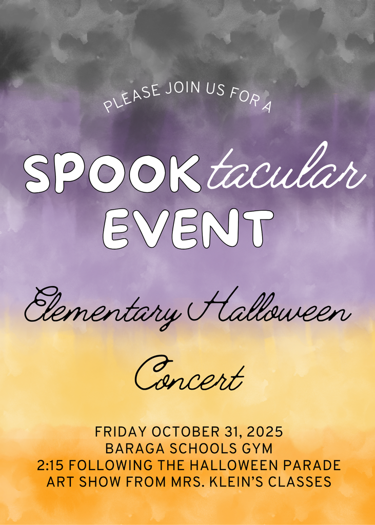 Elementary Halloween Concert: Friday, October 31, 2025, Baraga Schools Gym