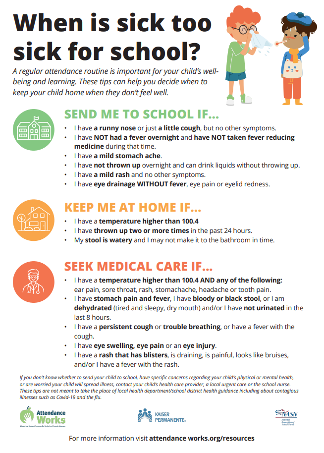 Fever or vomit? Stay home from school!