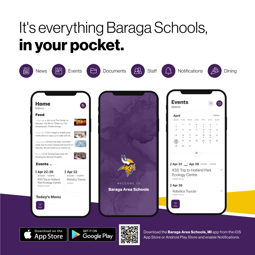 its everything Baraga Schools, in your pocket flyer