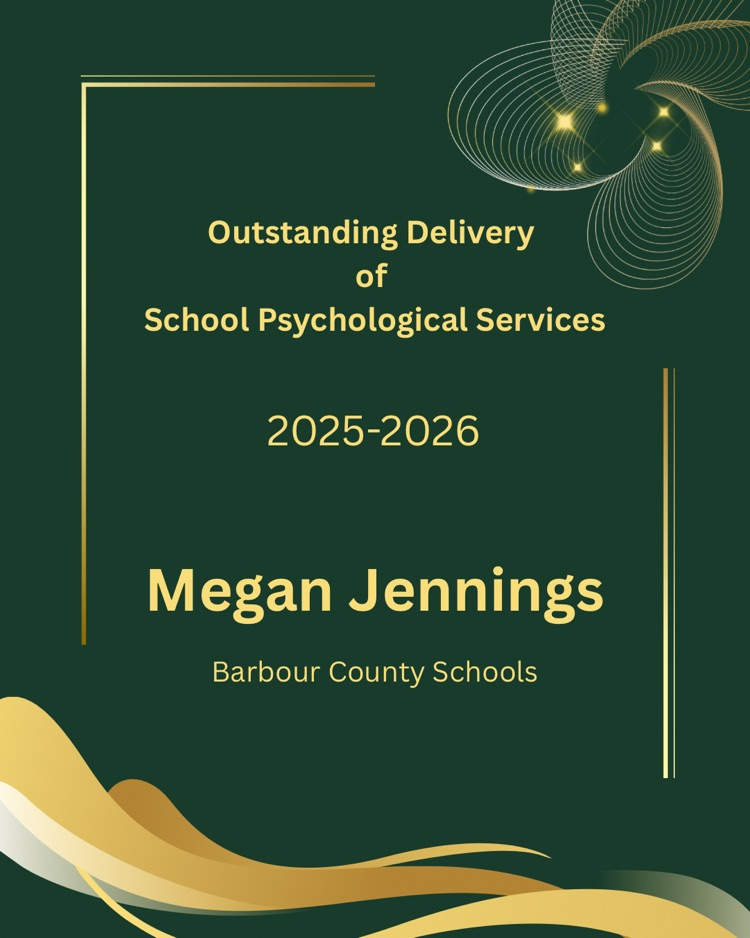 Megan Jennings recognition for outstanding delivery of school psych services