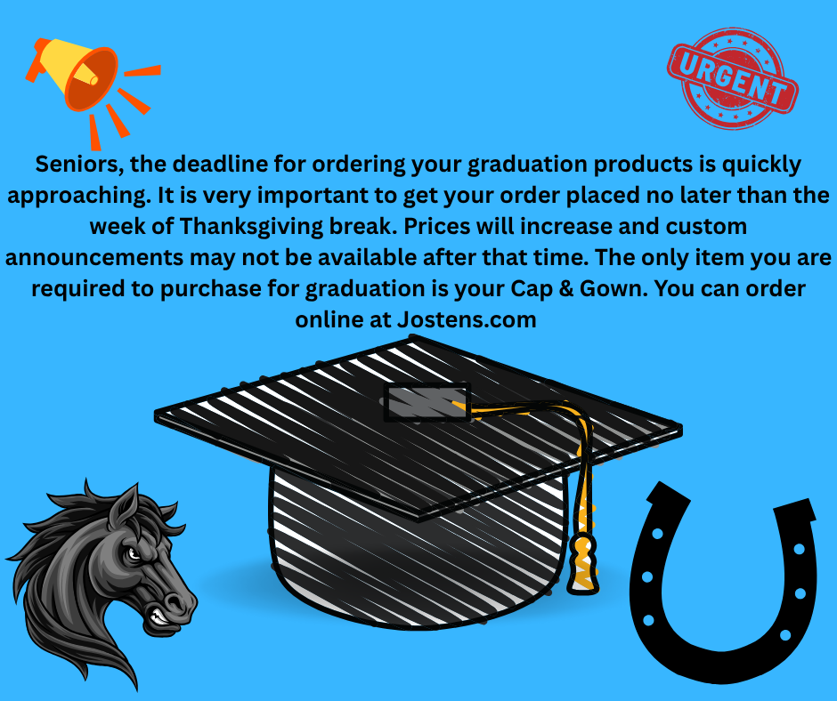 Graduation Cap with colt and horseshoe.