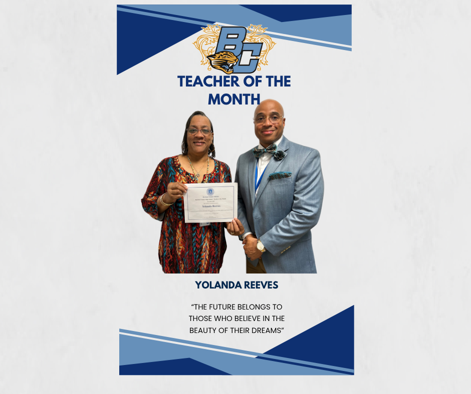 Teacher of the Month Mrs. Yolanda Reeves