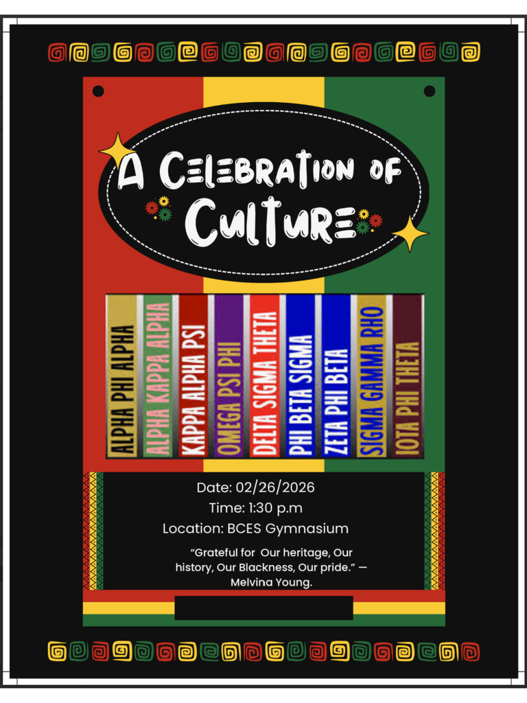 Poster advertising A Celebration of Culture Event at BCES