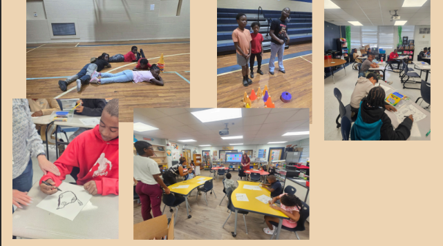 Students in action learning and playing in camp