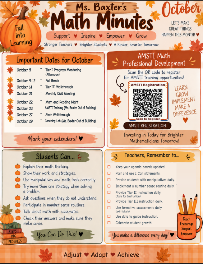 October Flyer for Ms. Baxter