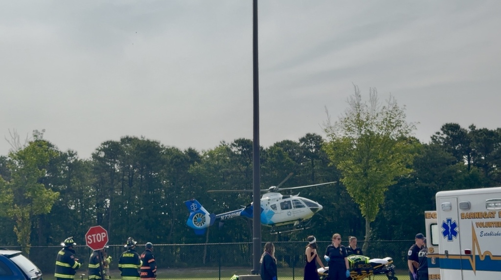 Image of a helicopter landing in the field.