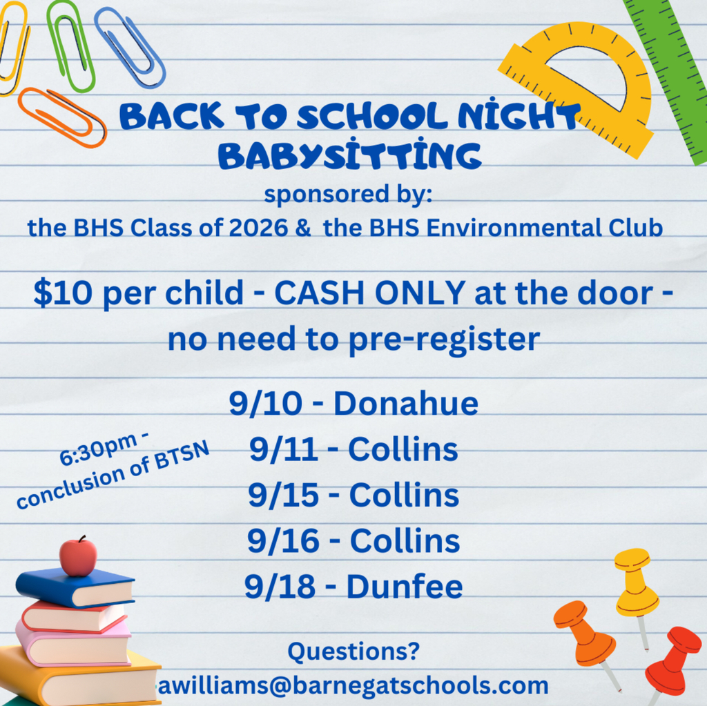 BTSN Babysitting Flyer dates of schools $10 cash only at the door