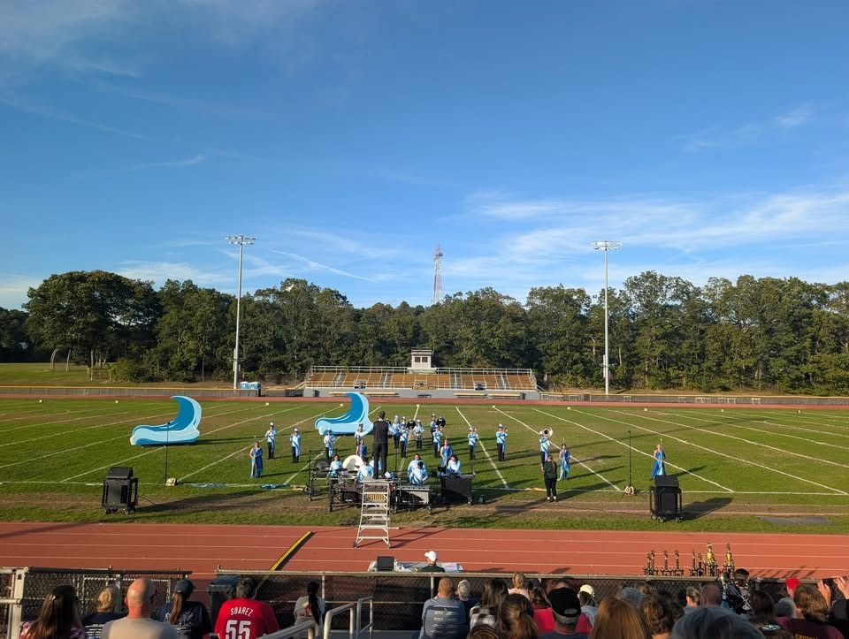 Image of the Marching Bengals performing on the field at the Southern competition. 
