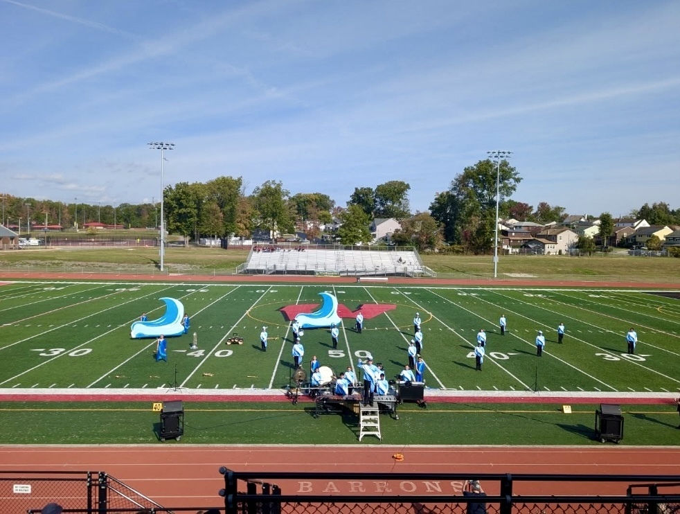 Image of the Marching Bengals performing on the field.