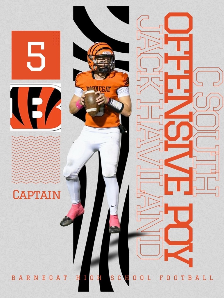 Image of Jack in action on the background of a promotional image stating his name and C South Offensive Player of the Year. 
