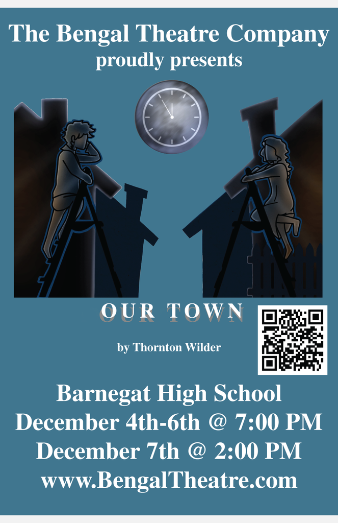 Image of the flyer for the BHS play Our Town with the details of the shows. 