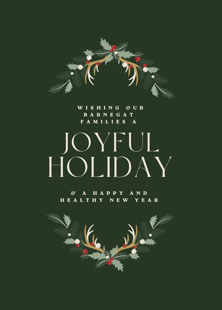 Image that is holiday-themed wishing Barnegat families a joyful holiday and a happy and healthy New Year. 