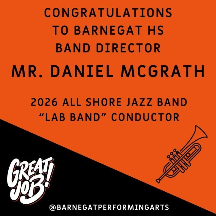 Image promoting Mr. McGrath as the 2026 All Shore Jazz Band "Lab Band" Conductor. 