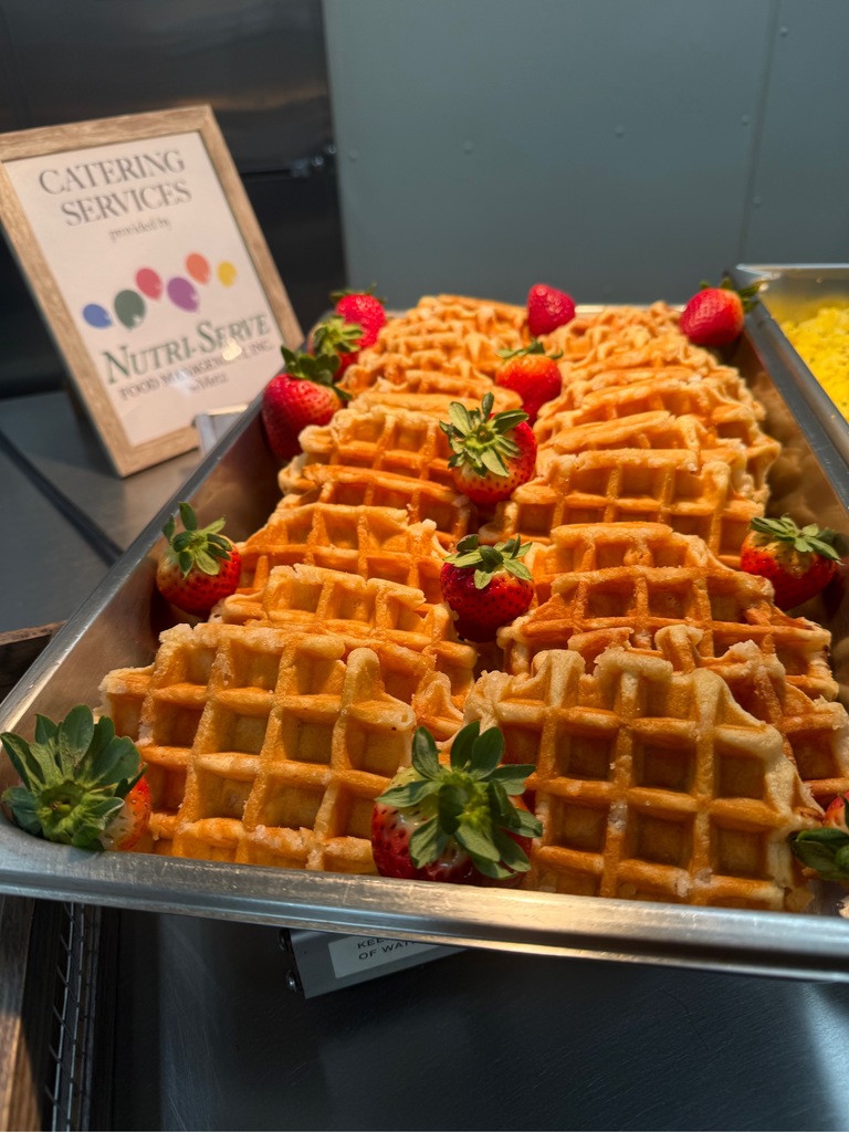 Image of a tray of waffles. 