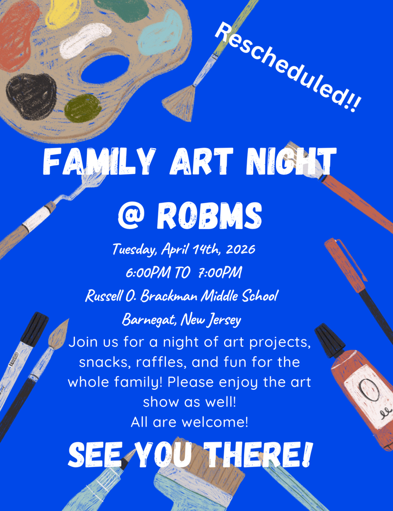 Image of the rescheduled Family Art Night Flyer with all of the details. 